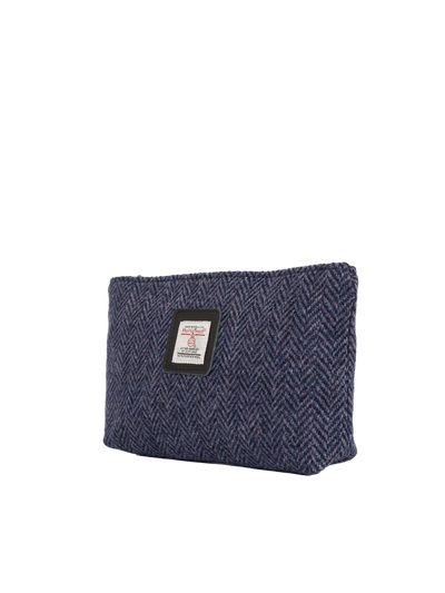 Harris Tweed Cosmetic Bag - HB105 (Black Leather)