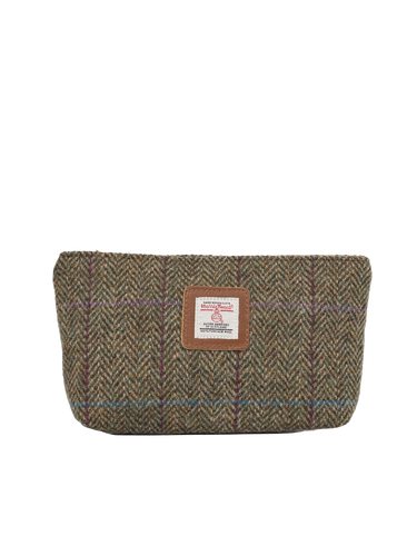 Harris Tweed Cosmetic Bag - HB162 (Tan Leather)