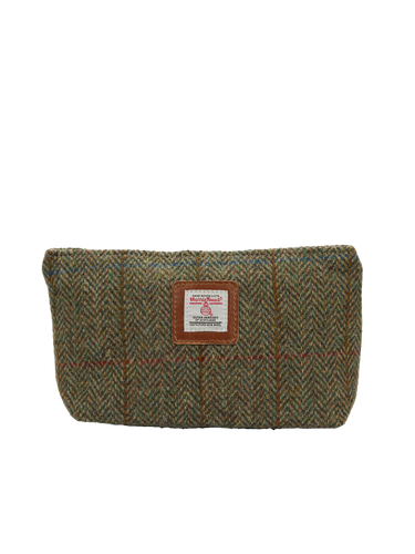 Harris Tweed Cosmetic Bag - HB55 (Tan Leather)