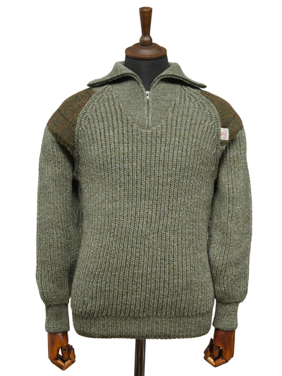 Mens Crofter 1/4 Zip Jumper Sage Green