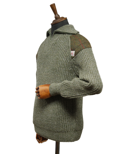 Mens Crofter 1/4 Zip Jumper Sage Green