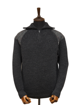 Mens Crofter 1/4 Zip Jumper Charcoal