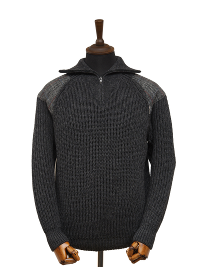 Mens Crofter 1/4 Zip Jumper - Charcoal