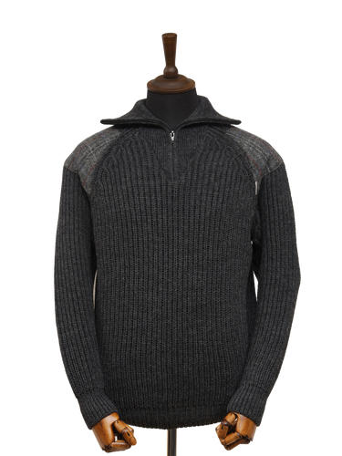 Mens Crofter 1/4 Zip Jumper - Charcoal
