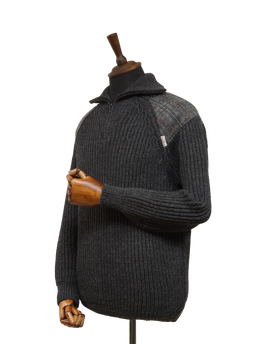 Mens Crofter 1/4 Zip Jumper Charcoal