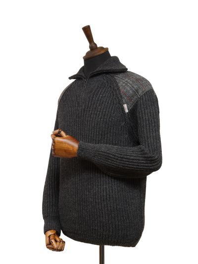 Mens Crofter 1/4 Zip Jumper - Charcoal