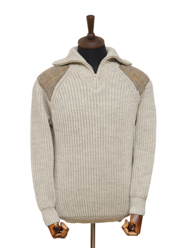 Mens Crofter 1/4 Zip Jumper - Light Grey