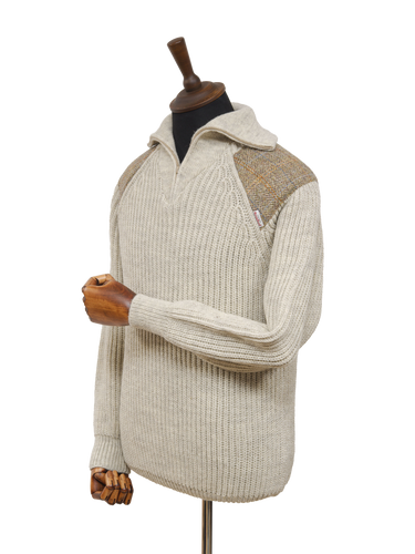 Mens Crofter 1/4 Zip Jumper - Light Grey