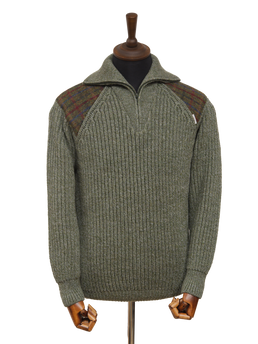 Mens Crofter 1/4 Zip Jumper Sage Green