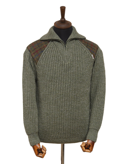 Mens Crofter 1/4 Zip Jumper Sage Green