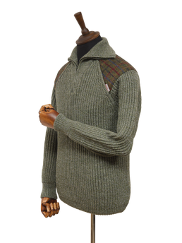 Mens Crofter 1/4 Zip Jumper Sage Green