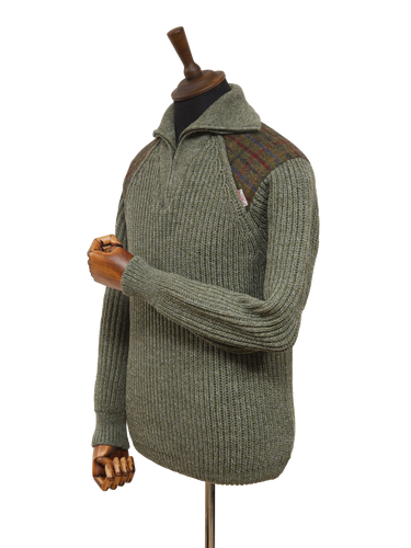 Mens Crofter 1/4 Zip Jumper - Sage Green (A0229)