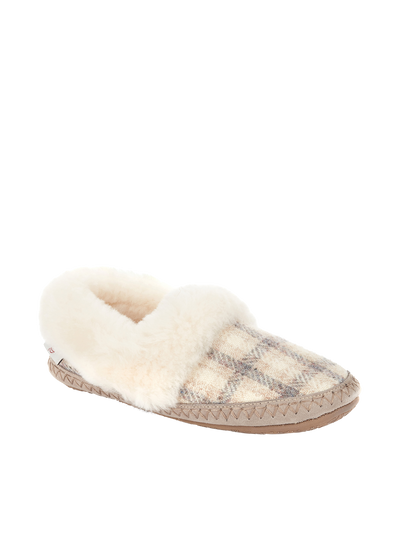 Harris Tweed Diana Slippers Cream Check