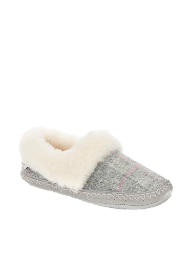 Harris Tweed Diana Slippers - Grey/Pink Check