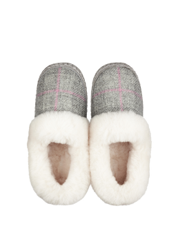 Harris Tweed Diana Slippers Grey/Pink Check