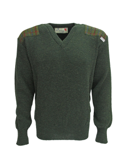 Drover V-Neck Jumper Moss Green