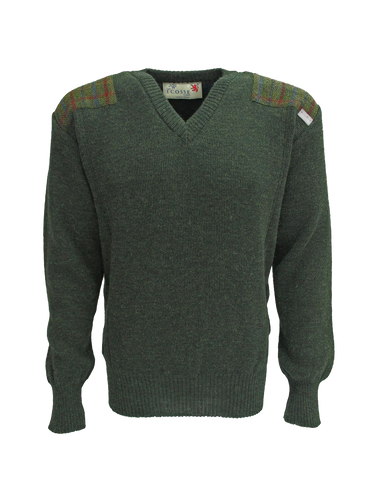 Drover V-Neck Jumper - Moss Green