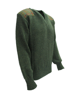 Drover V-Neck Jumper Moss Green