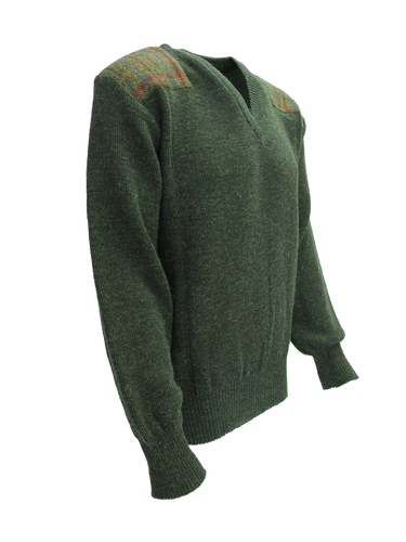 Drover V-Neck Jumper - Moss Green