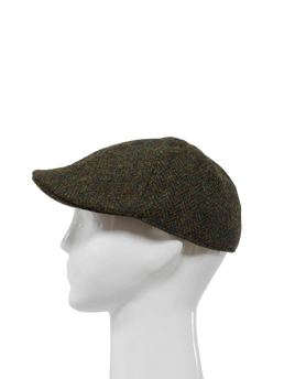 Harris Tweed Duck Bill Cap - Forest Green Herringbone (HH)