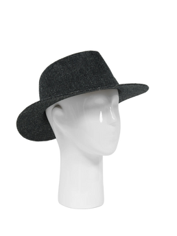 Harris Tweed Fedora Hat - Black Herringbone