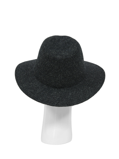 Harris Tweed Fedora Hat - Black Herringbone