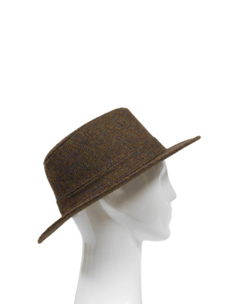 Harris Tweed Fedora Hat - Brown Mix