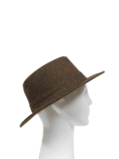 Harris Tweed Fedora Hat - Brown Mix