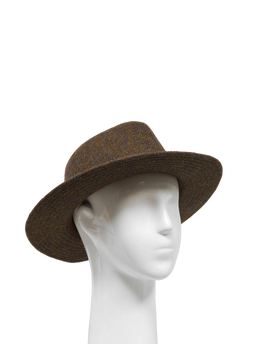 Harris Tweed Fedora Hat - Brown Mix