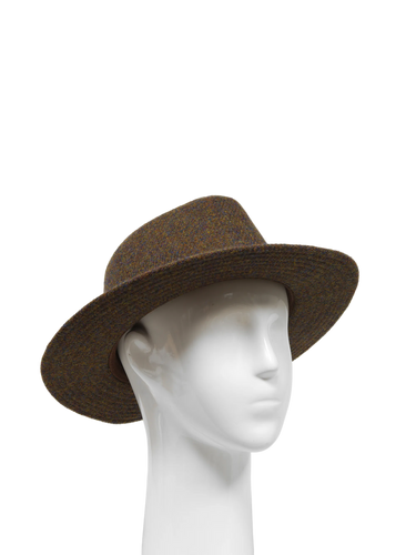 Harris Tweed Fedora Hat - Brown Mix