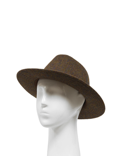 Harris Tweed Fedora Hat - Brown Mix