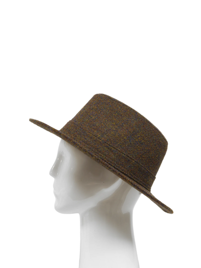 Harris Tweed Fedora Hat - Brown Mix