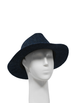 Harris Tweed Fedora Hat - Navy Herringbone