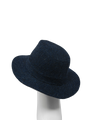 Harris Tweed Fedora Hat - Navy Herringbone