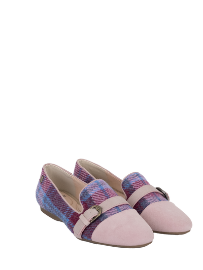 Harris Tweed Fiona Shoe - Pink Blue