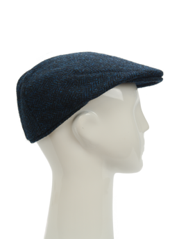 Harris Tweed Flat Cap Navy Herringbone (FW3302)