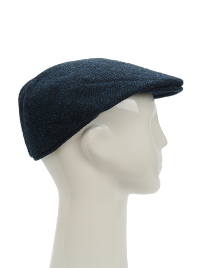 Harris Tweed Flat Cap Navy Herringbone (FW3302)