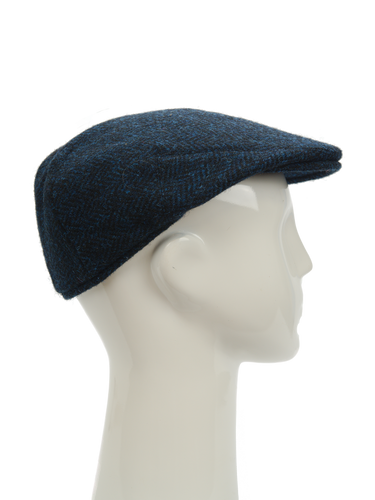 Harris Tweed Flat Cap Navy Herringbone (FW3302)