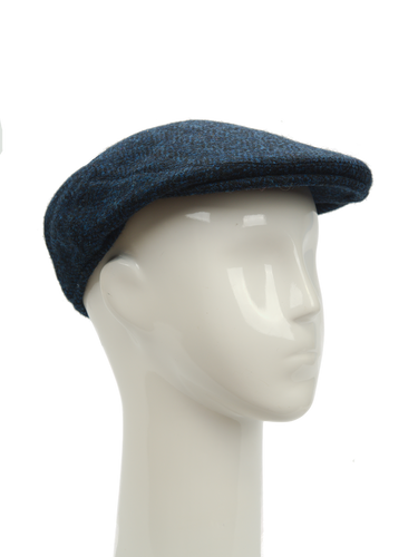 Harris Tweed Flat Cap Navy Herringbone (FW3302)