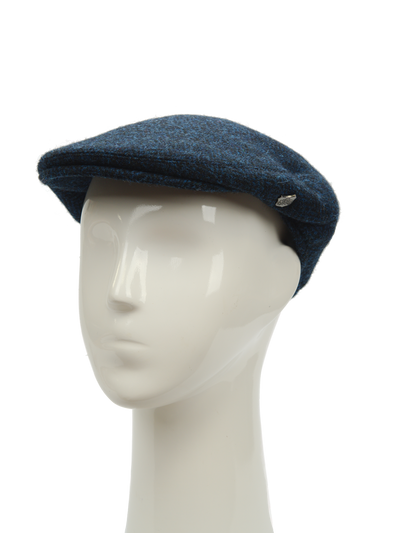 Harris Tweed Flat Cap Navy Herringbone (FW3302)