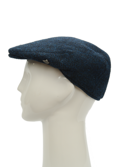 Harris Tweed Flat Cap Navy Herringbone (FW3302)