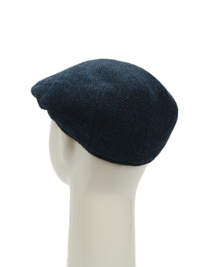Harris Tweed Flat Cap Navy Herringbone (FW3302)