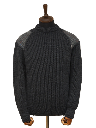 Gamekeeper Chunky Crew Neck Jumper Charcoal (Grey Check)