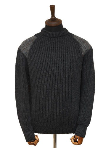 Gamekeeper Chunky Crew Neck Jumper - Charcoal (Grey Check)