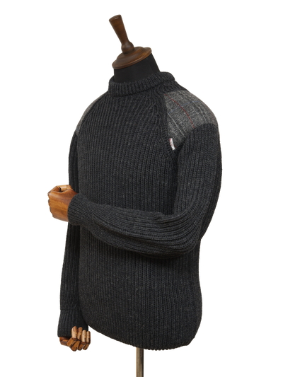 Gamekeeper Chunky Crew Neck Jumper Charcoal (Grey Check)