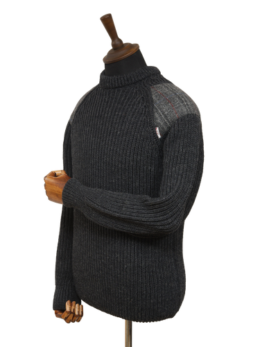 Gamekeeper Chunky Crew Neck Jumper - Charcoal (Grey Check)