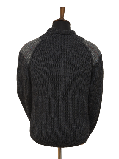 Gamekeeper Chunky Crew Neck Jumper Charcoal (Grey Check)