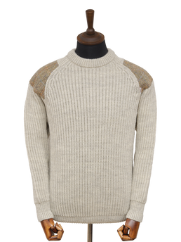 Gamekeeper Chunky Crew Neck Jumper Light Grey