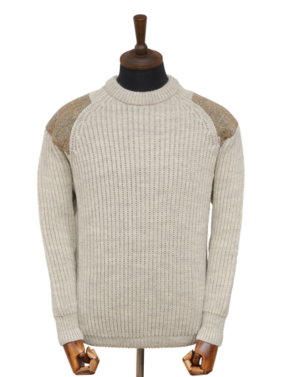 Gamekeeper Chunky Crew Neck Jumper Light Grey
