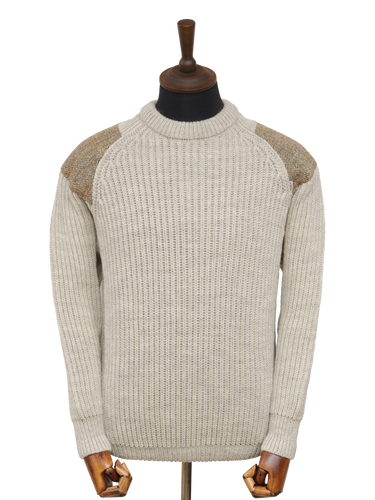 Gamekeeper Chunky Crew Neck Jumper Light Grey